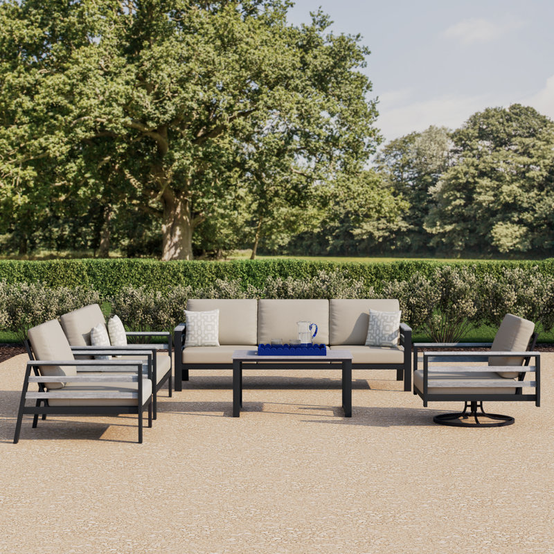 Townsend 7 - Person Patio Conversation Set with Sunbrella® Cushions, Cast Silver Sunbrella®