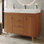 Meuble-lavabo autoportant moderne avec plateau en pierre frittée, lavabo en céramique et rangement intelligent