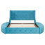 Lit plateforme tapissier grand en velours avec tête de lit à oreilles et 1 grand tiroir, 2 tabourets de rangement latéraux (bleu)-739624863
