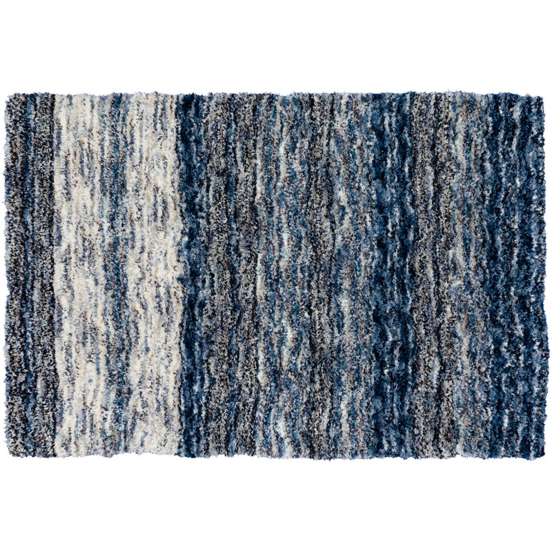 Tapis rayé bleu marine, Rectangle 2 pi x 3 pi