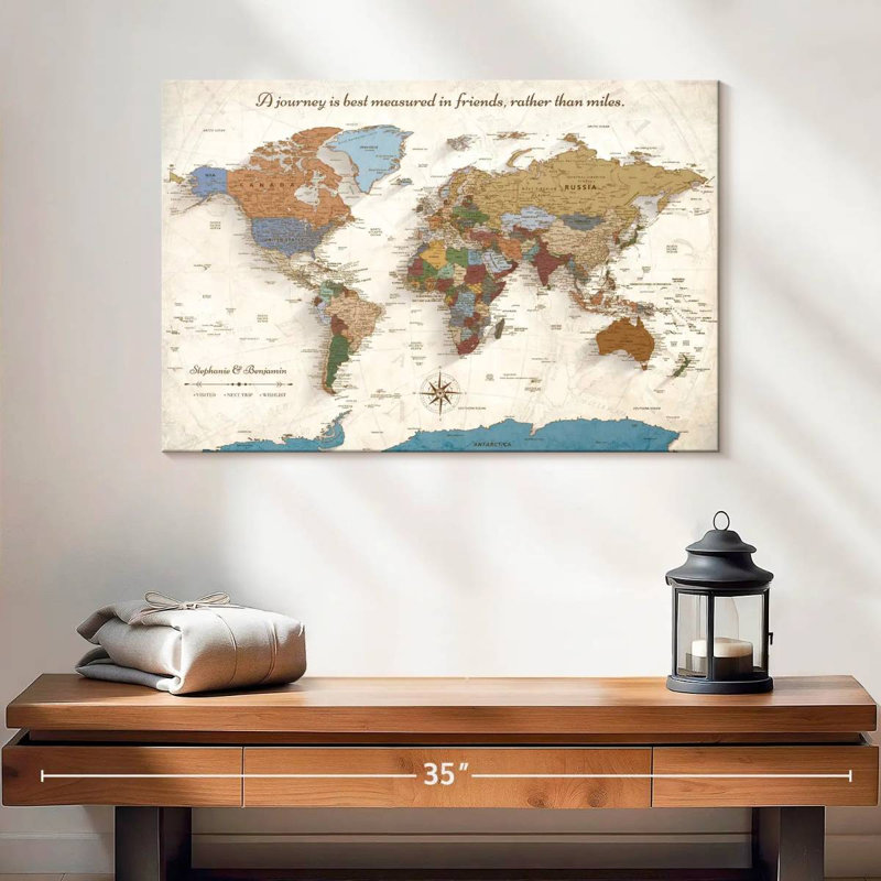 Carte du monde personnalisée en épingle à épingle V, H 16 po x l 24 po, Oui