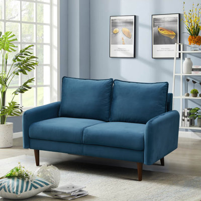 Genghis 58.3" Velvet Rolled Arm Loveseat 