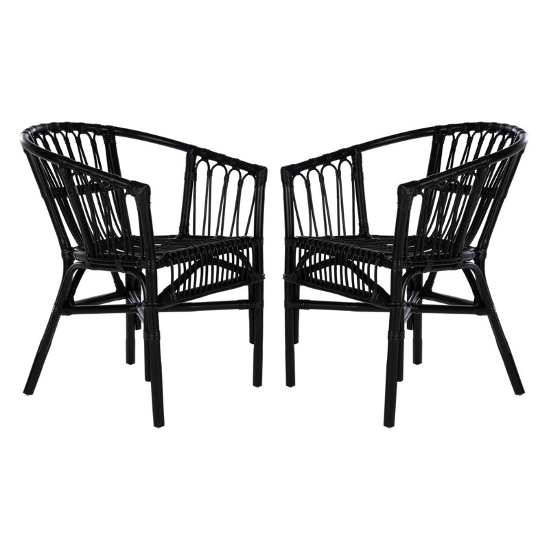 Fauteuil d'appoint en rotin Shivangi, Noir