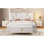 Ensemble de chambre à coucher 2 pièces, lit plateforme tapissier avec système de rangement hydraulique, repose-pieds de rangement avec pieds en métal