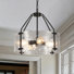 Lustre 4 lumières noir industriel à intensité variable avec abat-jour en verre et chaîne réglable pour îlot de cuisine (ensemble de 2)