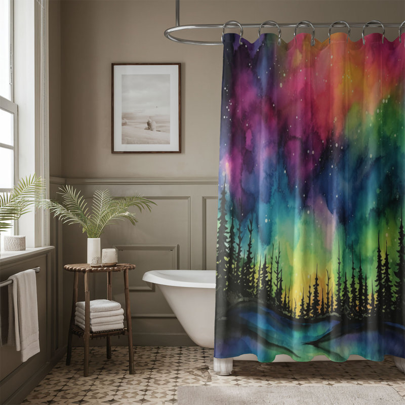 Rideau de douche standard 1 pièce Northern Radiance, H 74 po x l 71 po