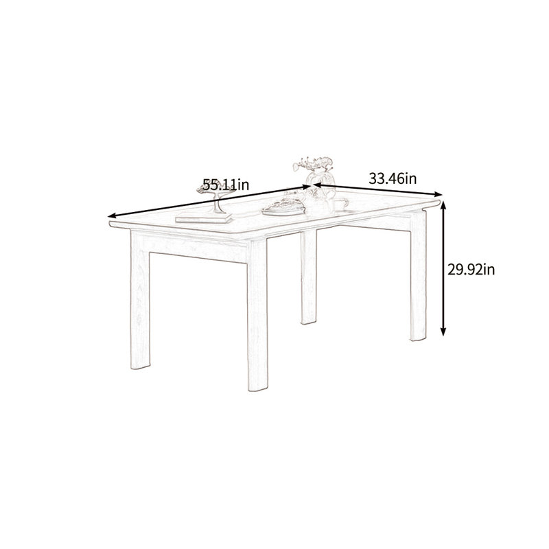 Solid wood dining table with comfort and quality, 29.92"H x 55.11"L x 33.46"W