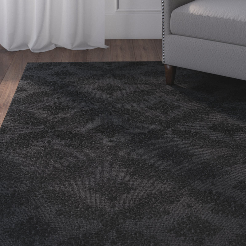 Tapis noir touffeté à motif géométrique Spafford, Rectangle 6 pi x 9 pi