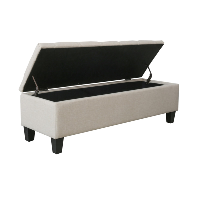 Banc de rangement capitonné Cristalina, Beige