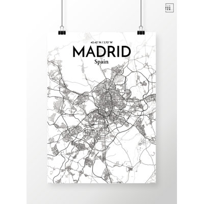 Madrid City Map - No Frame Print