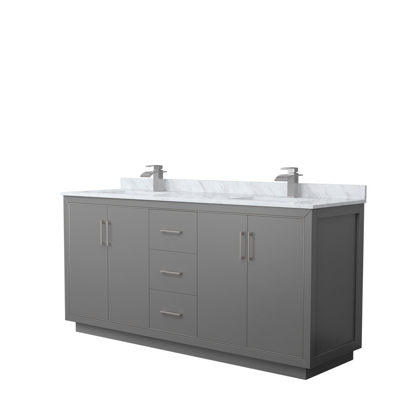 Icon 72" Double Bathroom Vanity Set, Dark Gray, Matte Black, 72"