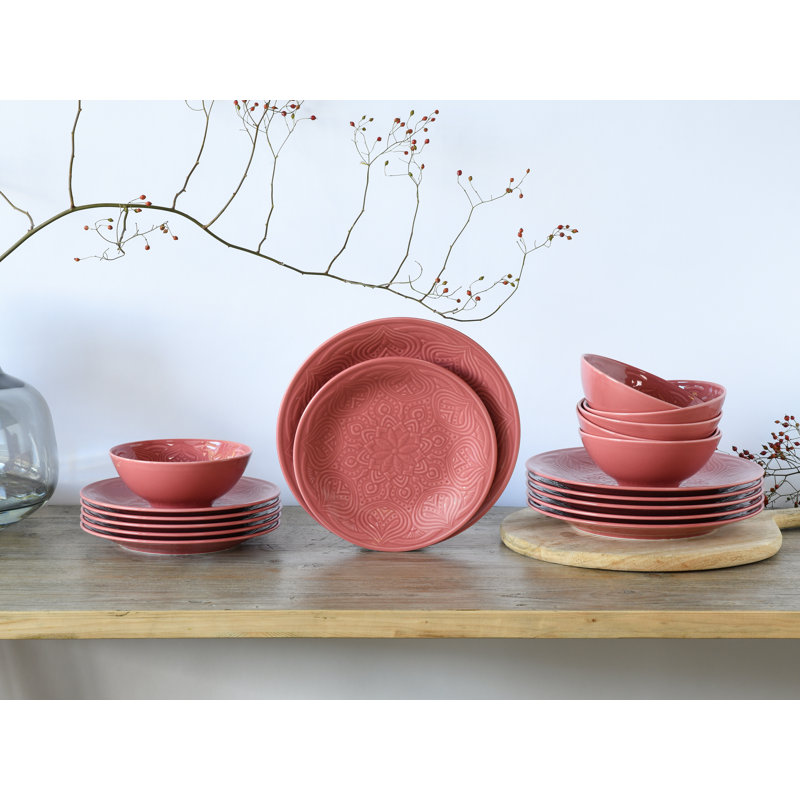 Orient Mandala 18 Piece Porcelain China Dinnerware Set - Service for 6