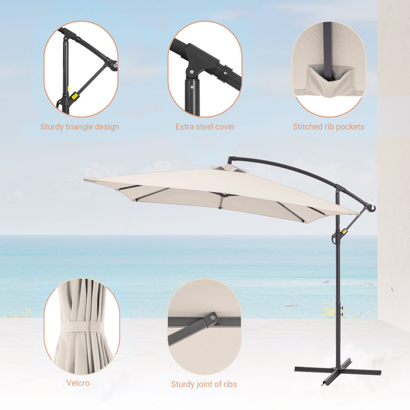 Scarlott 98.3" x 98.3" Square Umbrella, Beige