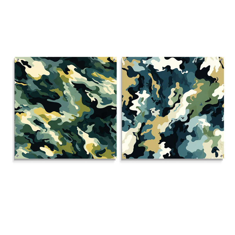 Daenna - Ensemble de 2 verres abstraits muraux en acrylique, H 16 po x l 33 po