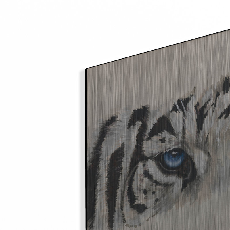 «White Tiger» par Barba «Eye-Catching White Tiger» par Barbara Keith, H 12 po x l 16 po