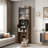 Mid-century Multi-use Extenable Cabinet Desk With Storage Peg Board, Storage Cabinet With Sliding Glass Doors, Led Light, Free Cat Cushion And Cat Toy