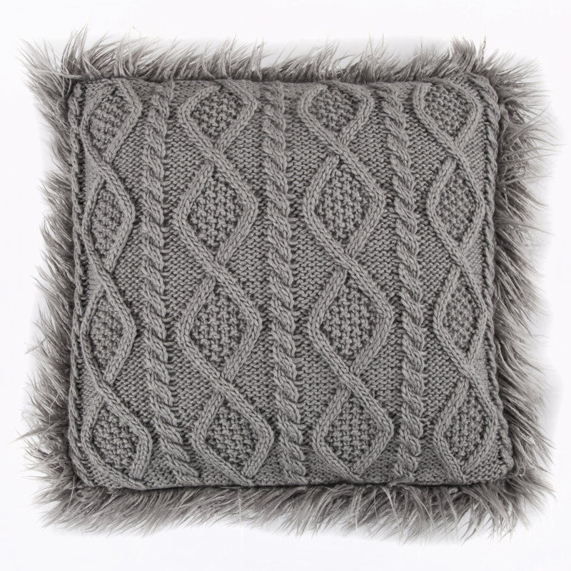 Coussin en tricot torsadé, Gris