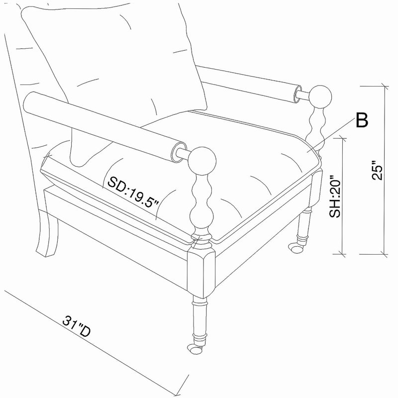 Chaise d'appoint en bois beige avec pieds tournés