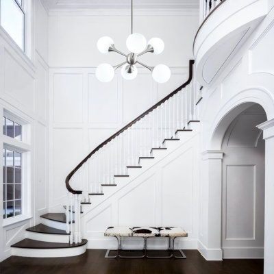 26" Sputnik Chandelier 6-Light Brushed Nickel Glass Globe Chandelier