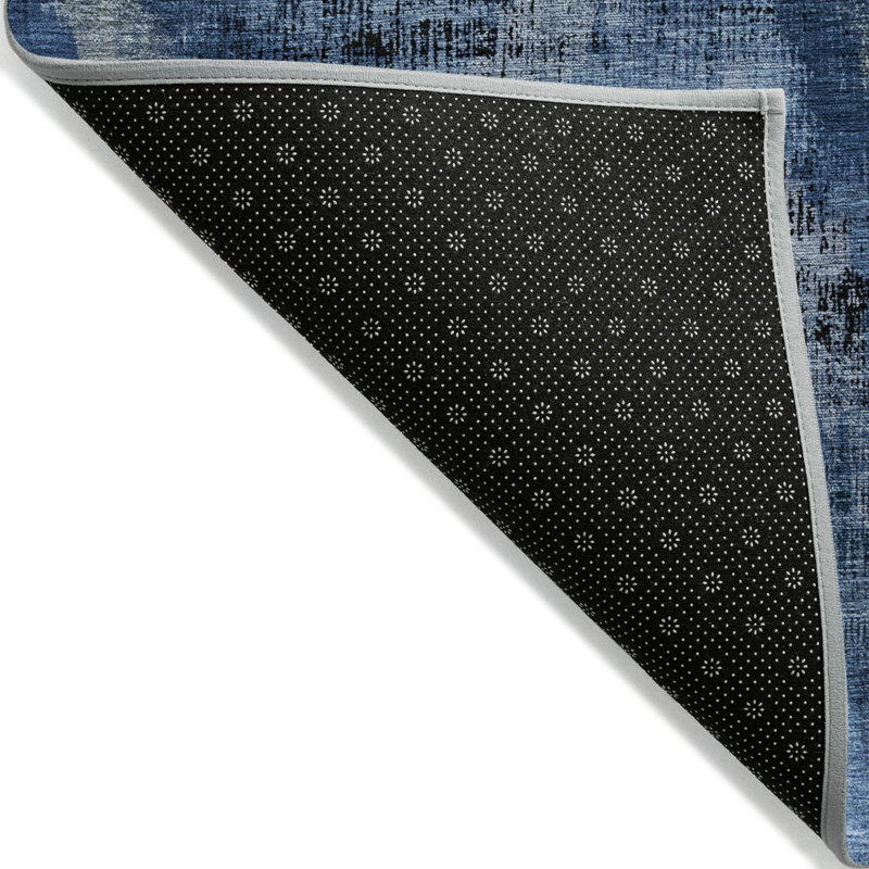 Tapis intérieur lavable abstrait bleu marine et bleu ciel HomeRoots 3 pi x 5 pi