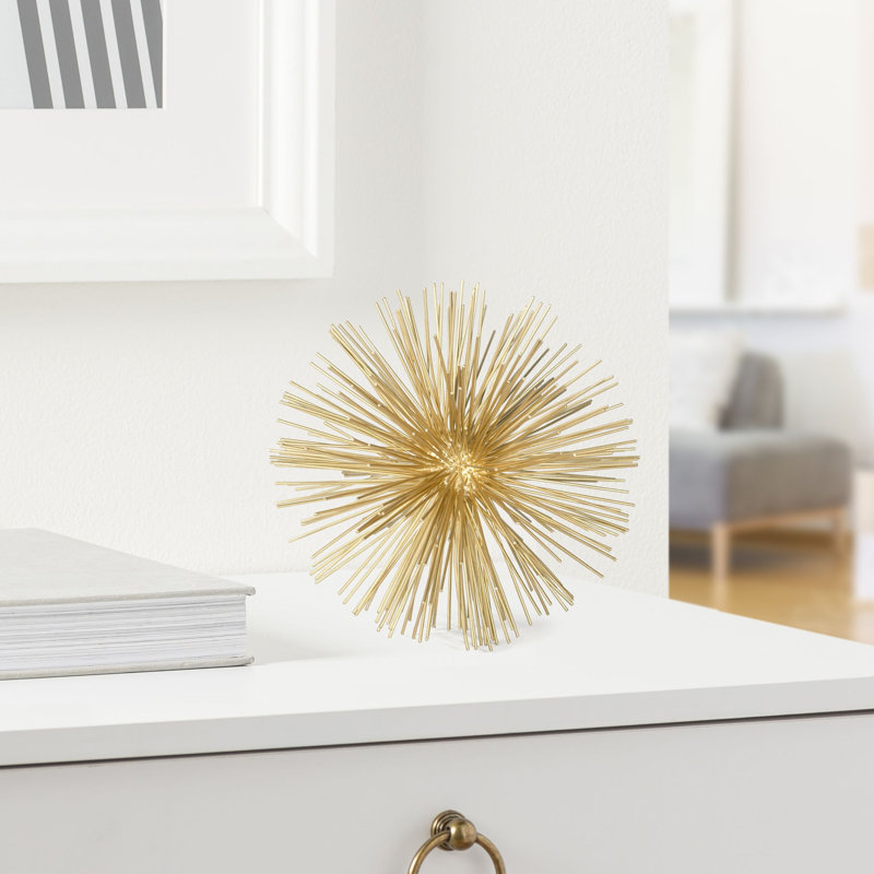 Nova 7" Gold Sputnik Starburst Tabletop Sculpture, 7" H x 7" W x 7" D, Gold