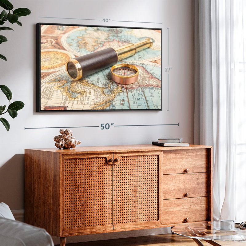 " Spyglass And Compass Canvas Print ", 27" H x 40" W