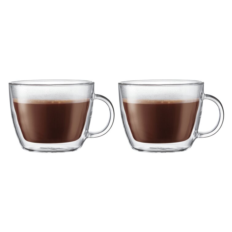 12 oz Double Walled Glass Coffee Mugs, Clear Cappuccino Glass Mug Set –  ShopEZ USA