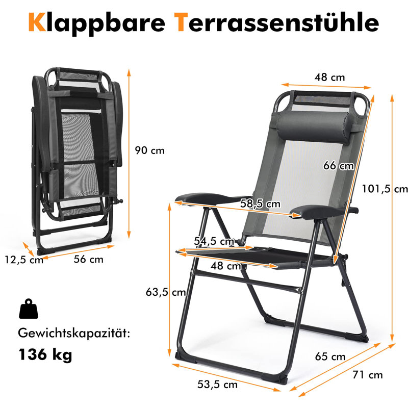 Bachit Folding Camping Chair, Grey/Brown/Blue