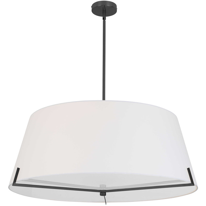 Luminaire suspendu 4 lumières Krisna, Blanc, Noir mat, H 12,5 po x l 33 po x P 33 po