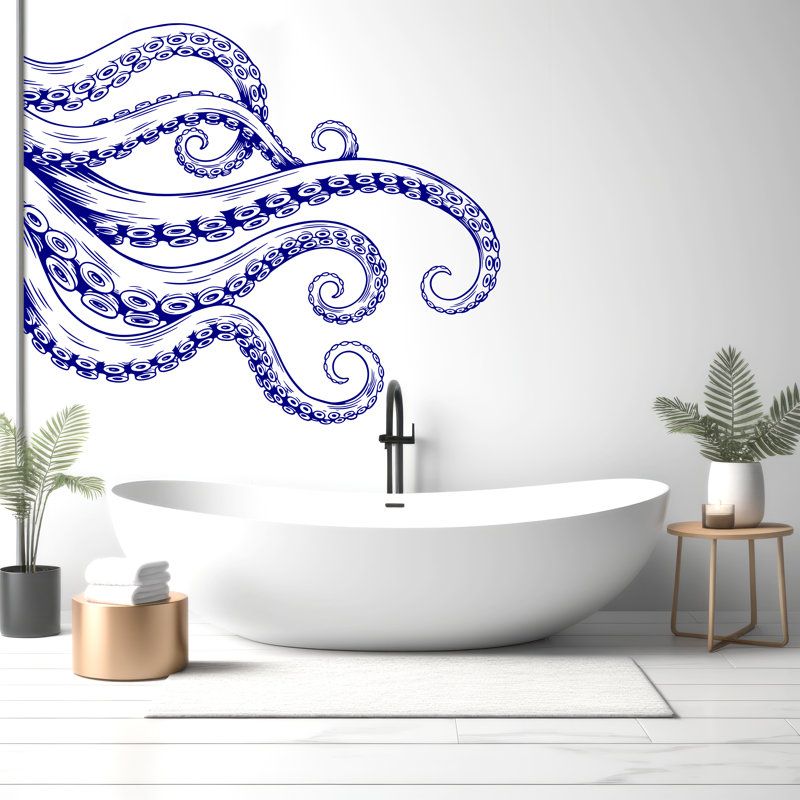 Pieuvre, décalcomanie murale, tentacules, animaux de la mer, décorations murales pour salle de bain, autocollants, vinyle, 319DRE