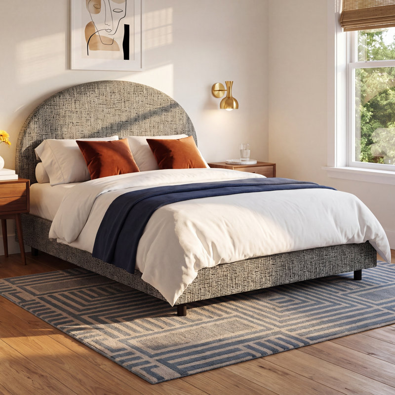 Aidy Upholstered Standard Bed, Twin, Modern Pepper Tweed