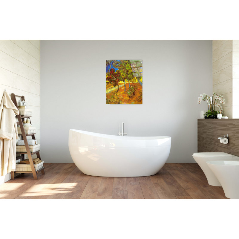 Trees By Van Gogh Vincent 80cm H X 60cm W CrystalArt Material Acrylic Glass Effect, Frameless Panel Lightweight Ready to Hang