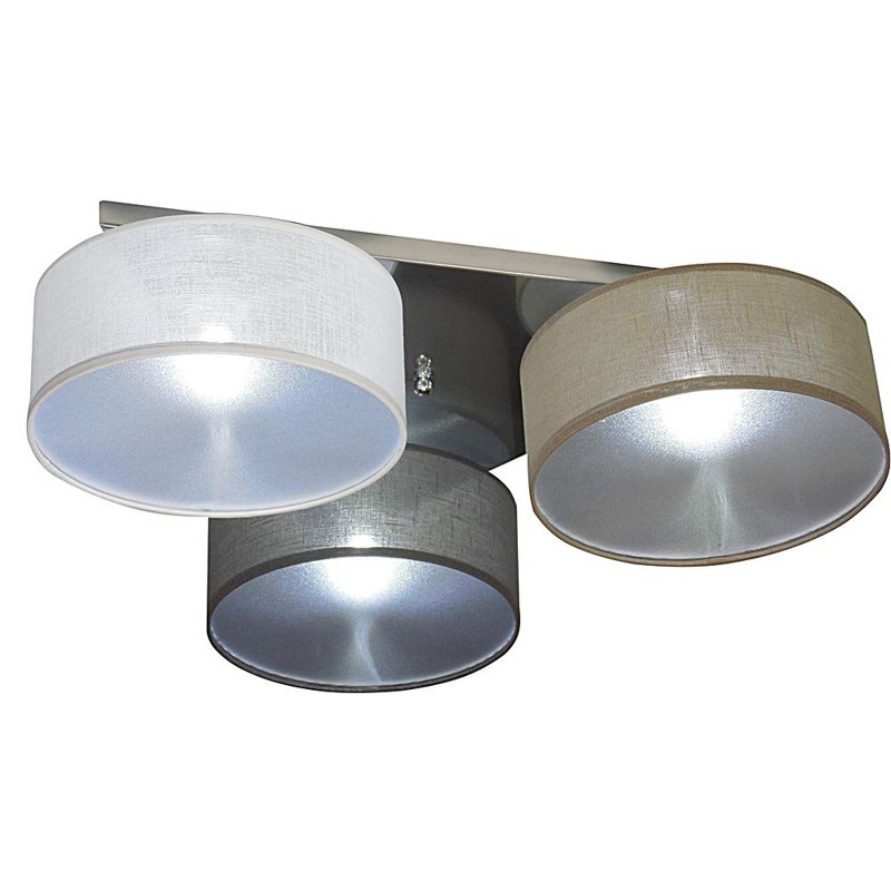 Pulley Fabric Semi Flush Mount, White/Light brown/Graphite