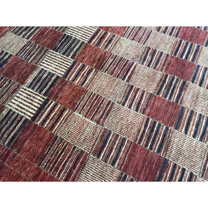 Hand-Knotted High-Quality Red and Blue Area Rug