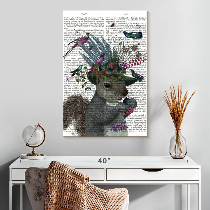 Brampt Squirrel Birdkeeper And Blue Acorns, 30" H x 20" W