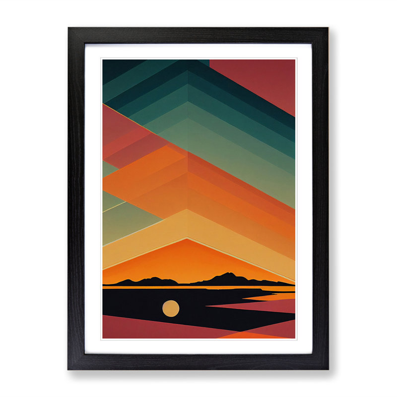 Sunset Block Colour - Picture Frame Print, Black, 64cm H x 25cm W x 2cm D