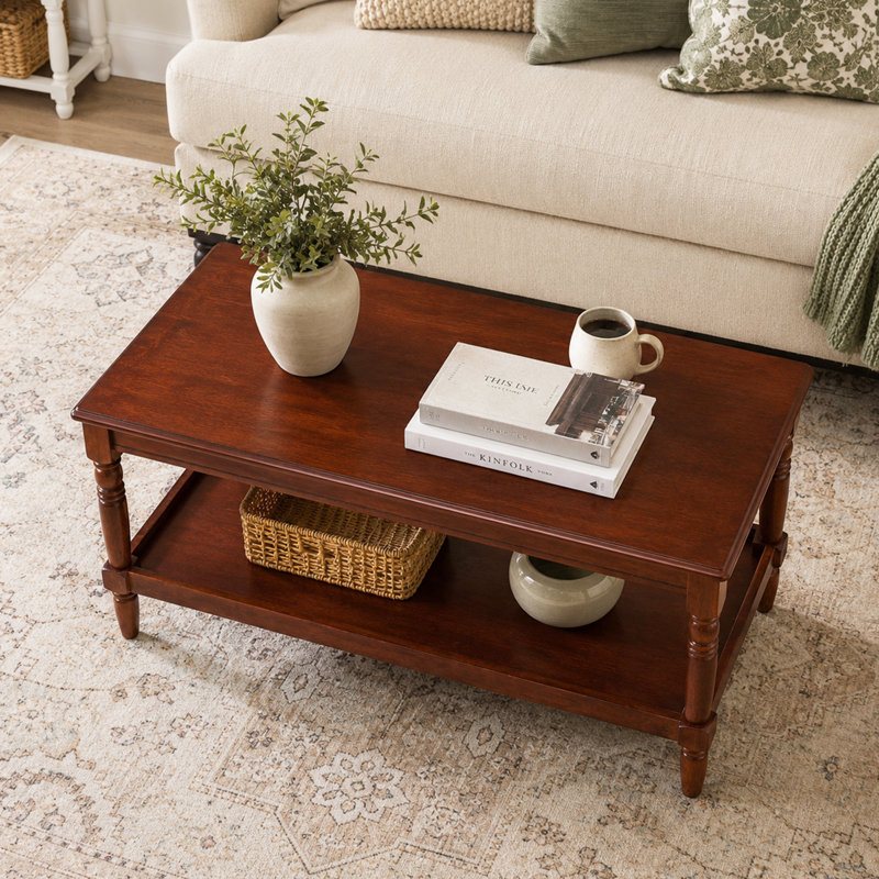 Table basse avec tablette Mayall, Acajou