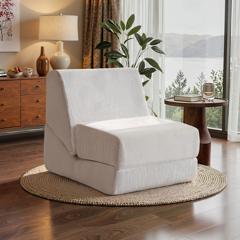  3 IN 1 Convertible Folding Sofa Chair, Corduroy Sleeper Chair, Floor Chair Bed With Back Support, Space Saving & No Assembly