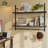 Floating Shelf With Towel Bar And Hooks - Industrial Wall-Mounted Storage Shelf For Kitchen, Bathroom, Living Room - Sturdy Wrought Iron And Particle Board Design-443813518