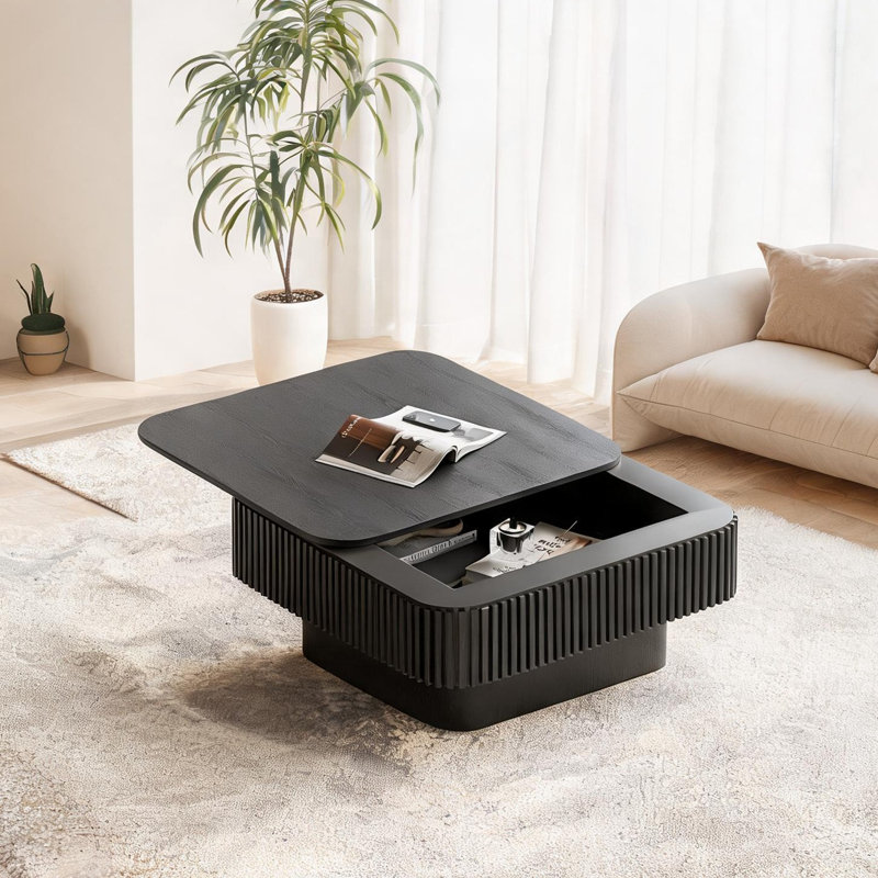 Table basse carrée avec rangement, Noir