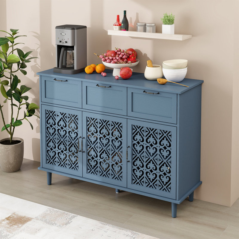 Armoire 3 tiroirs 3 portes, Bleu