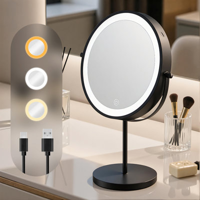 8"LED Lighted 1X/10X Magnifying Makeup Mirror