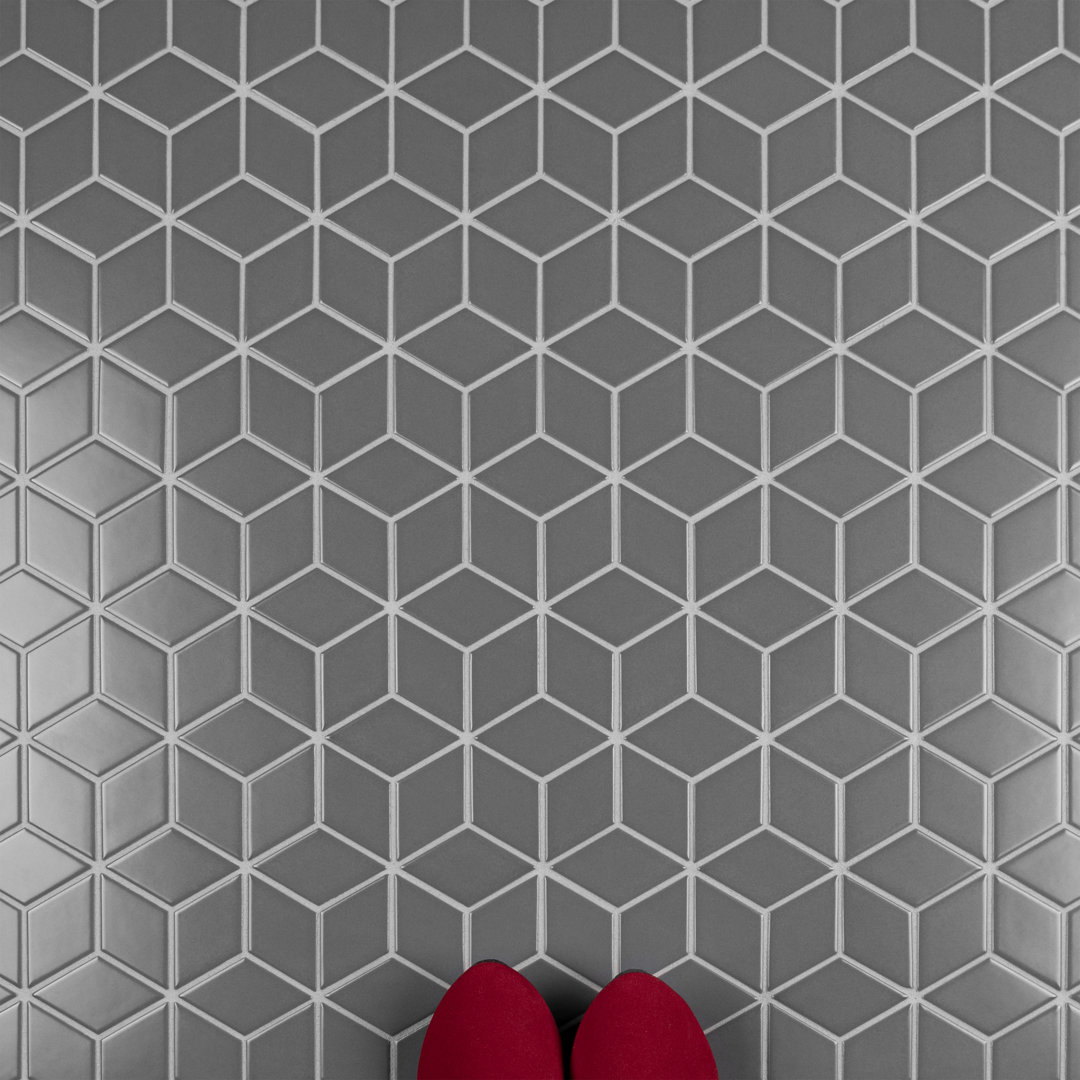 Metro Rhombus 10-1/2 " x 12-1/8 " Porcelain Mosaic Floor & Wall Tile Merola Tile 