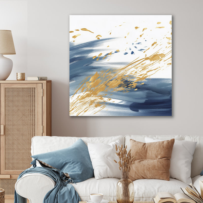 «Dark Blue and Gold Abstract IV - Fractals», reproduction sur toile, H 16 po x l 16 po x P 1 po, Toile tendue