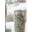 Vase à fleurs en céramique blanche avec motif floral vert et petites poignées-896186327-896186326