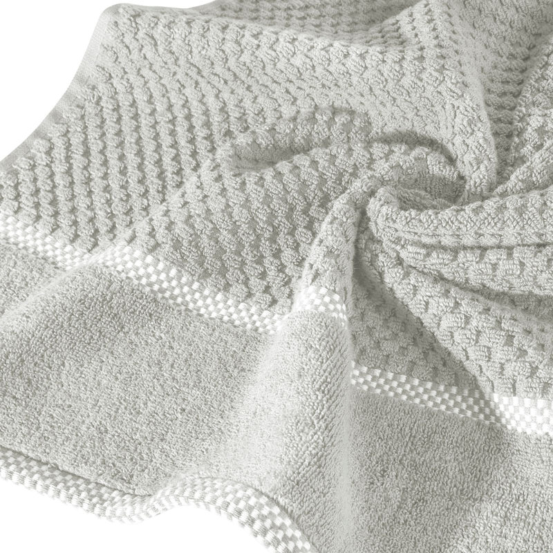 Liebhilde Midweight Jacquard Bath Towel, Matt Brushed Nickel