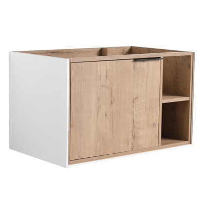 Armoire de salle de bain moderne 30 po, fixation murale, porte à fermeture en douceur, chêne imitation, 1 2 tablettes, contreplaqué