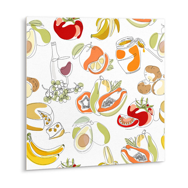 Self Adhesive Vinyl Splashback Tiles Sticker Peel Stick set 9 pieces 30x30 cm Fruits and vegetables