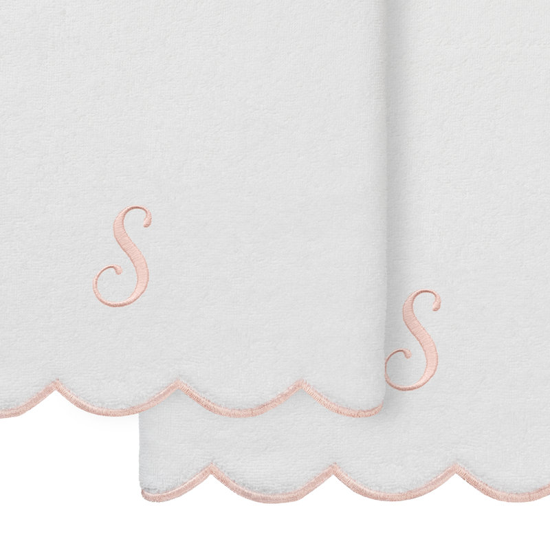Ensemble de serviettes de bain personnalisées 100% coton turque 2 pièces Linum Home Textiles ADORNIA, S, Blanc / Rose