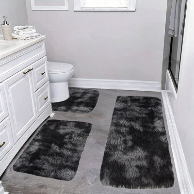 Ensemble de 3 tapis de salle de bain d'hiver de grande taille pour 3 pièces de tapis de bain de couleurs mélangées à absorption d'eau douce et antidérapante